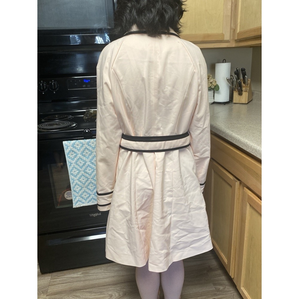 ELLE Size 12 Pastel Pink Black Edge Dress Jacket Spring Coat Duster Vintage 1950 - Picture 6 of 6